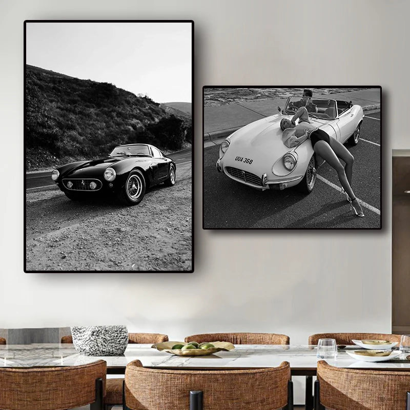 Black and White Store Poster Wall Art Canvas Print Luxury Fashion Super Car Picture for Living Room Home Nordic Decor Posters.