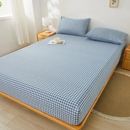 Brushed Mattress Cover Double/Queen Size Solid Color Fitted Sheet For Double Bed Anti-Mite 침대커버 200X220cm 매트리스커버 (No Pillowcase).