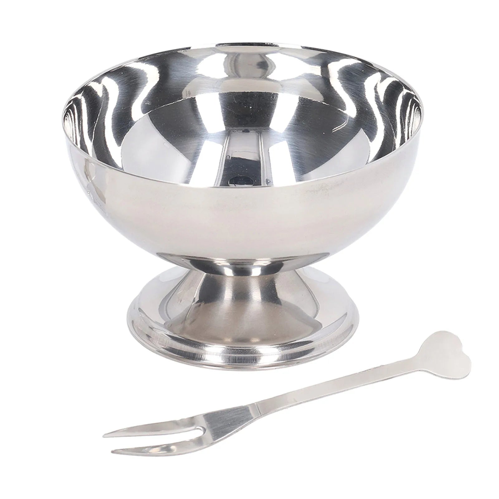 Ice Cream Bowl Stainless Steel Dessert Pudding Bowls Sundae Salad Serving Dip Bowl Trifle Tasting Bowls with Fork for Home Hotel.