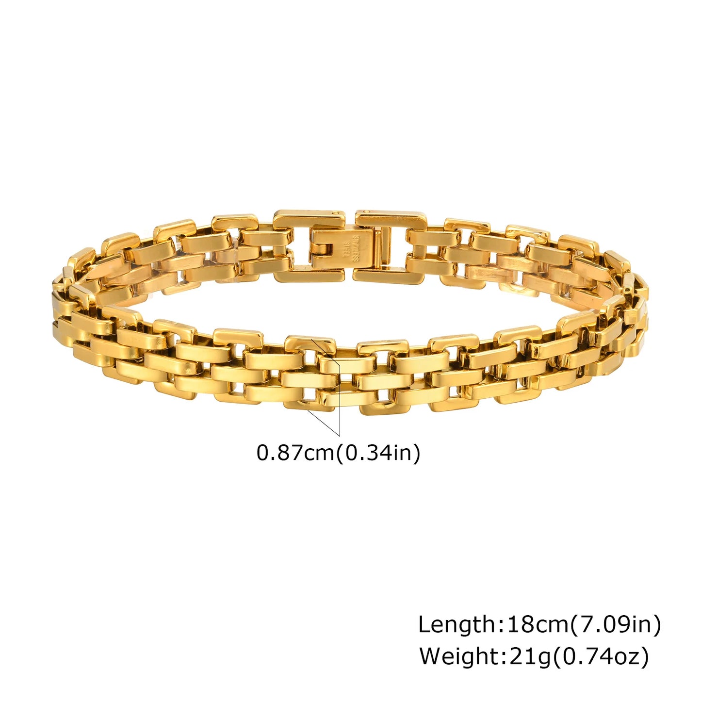 Chunky Bold Toggle Bracelets for Women, Stainless Steel OT Buckle Link Chain Bracelet Gold Plated Tarnish Free