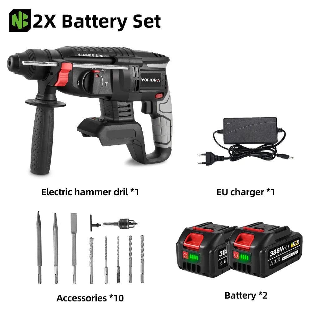 1680W 26MM Bürstenlosen Elektrischen Bohrhammer Multi-funktion Bohren Hammer Schlagbohrmaschine Power Tool Für Makita Batterie pin