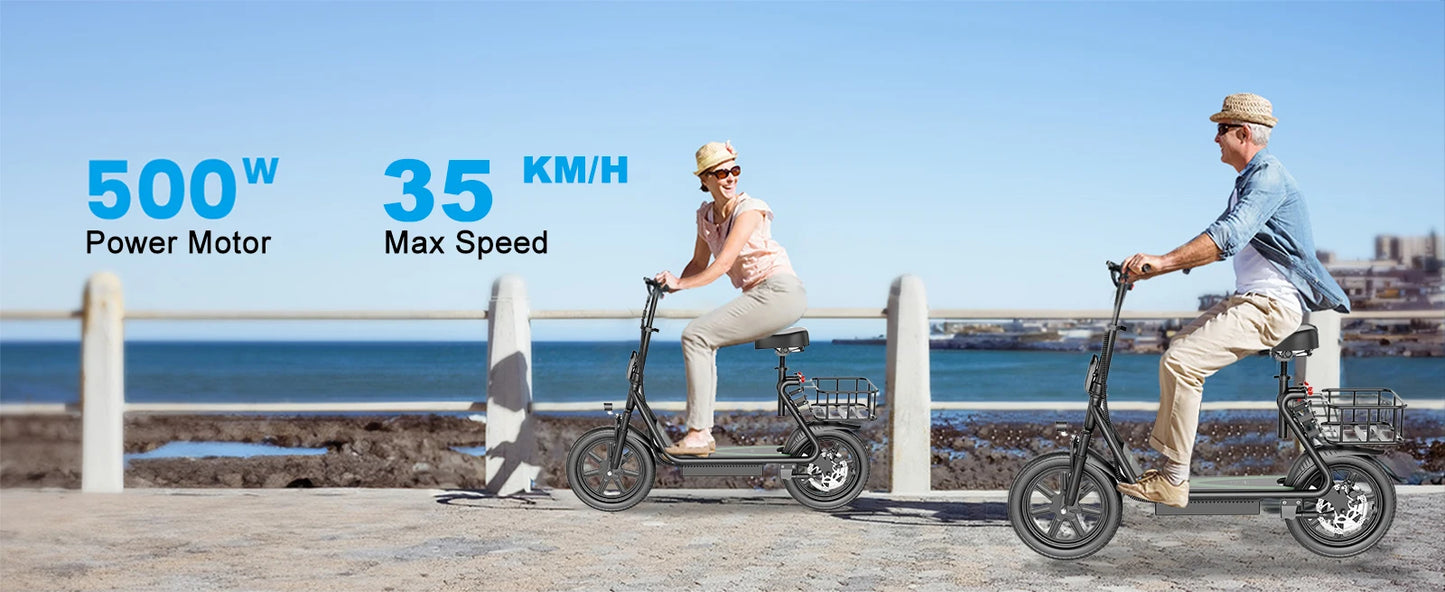 AOVOPRO EB1/EB1 PLUS 500W Electric Scooter 54.6V10.4Ah/22.5Ah Large Capacity Battery 45/100KM Long Range 35km/h 14Inch EScooter.