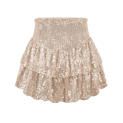 Dresses 2025 Woman Summer New Fashion Sequined Skirt Sequined Sexy Solid Color Pleated Skirts Y2k Woman Clothing.