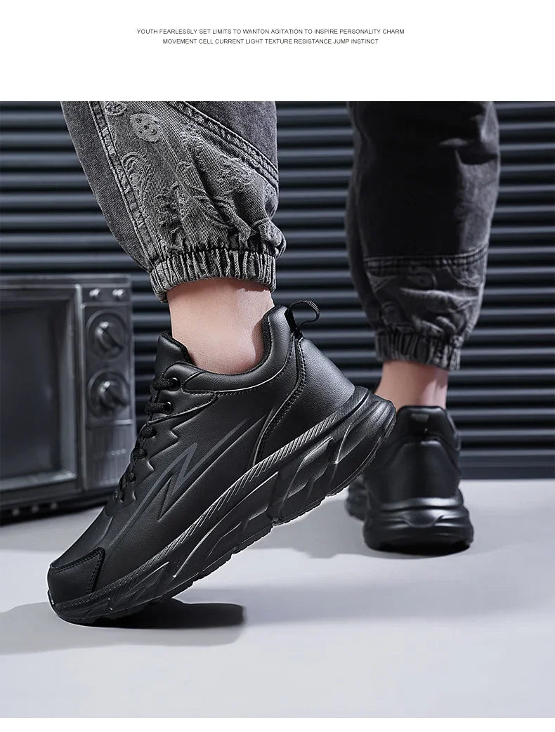 Black Leather Shoes for Men Height Increasing Winter Fashion Sneakers Plus Fur Warm Outdoor Cotton Casual Shoes Men Shoe Size 48