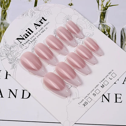 24pcs(+Tools) Pearl Bow Nude Pink Press On Nails White French Fingertips Almond Full Cover Fasle Nails New Year Nail Accessories.