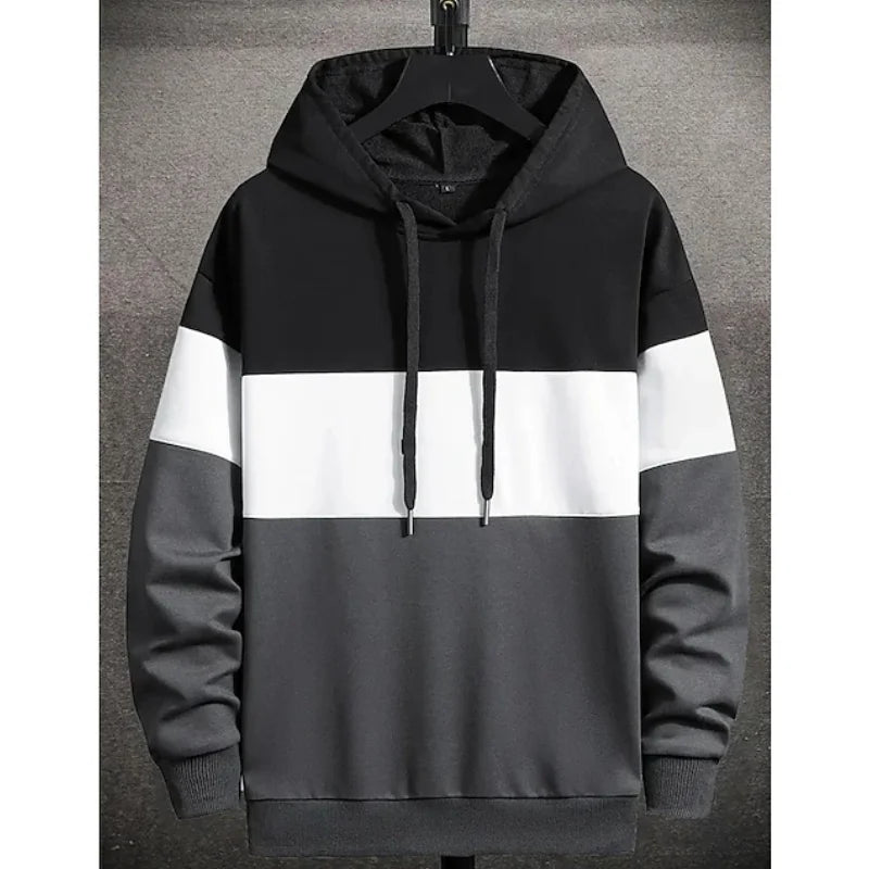 Men's Hoodies Fashion 3D Color Block Print Sweatshirts For Men Casual Simple Style Oversized Pullover Autumn and Winter Clothing.