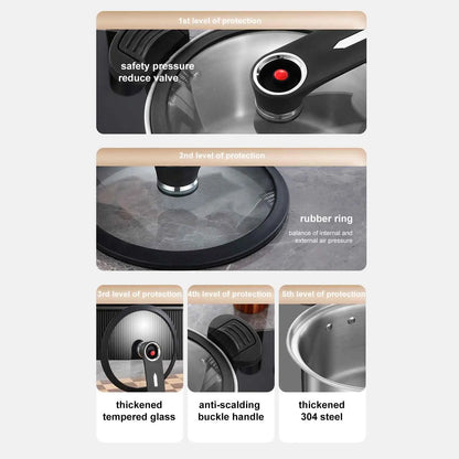 Portable Pressure Cooker Fast Cooking Stew Pot Pressure Cooker Stainless Steel Fast Cooking Multifunctional Kitchen Accessories.