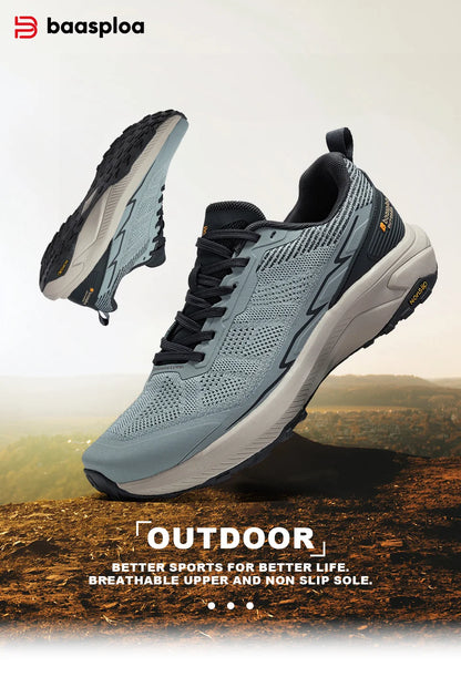 Baasploa Männer Wanderschuhe Komfort Tragen Beständig Outdoor Schuhe Männer Atmungsaktives Mesh Casual Turnschuhe Klettern Nicht-Slip Spitze Up