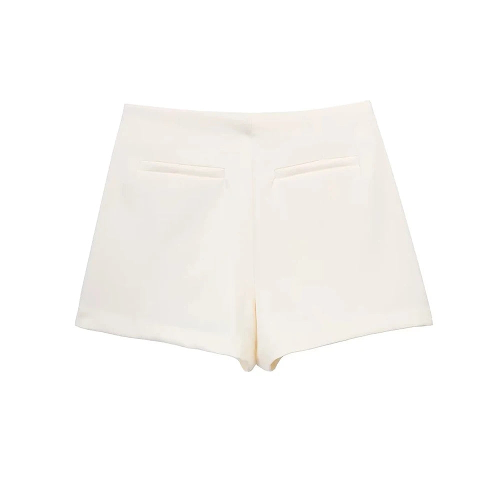 Women Fashion Pareo Style Shorts Skirts Vintage High Waist Side Zipper Female Skort Mujer.