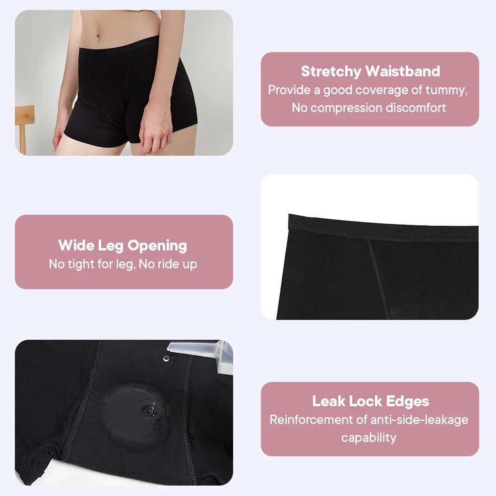 Bamboo Fiber Period Underwear for Women Anti-Leakage Breathable 4-Layer Reusable Menstrual Panties for Daily Use Sports.