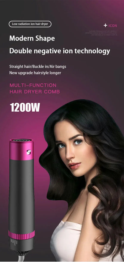 HOMEFISH 5 in 1 Hair Dryer Brush Hot Air Brush & Volumizer Styler Set with Interchangeable Brush Head Negative Ionic Blow Dryer.
