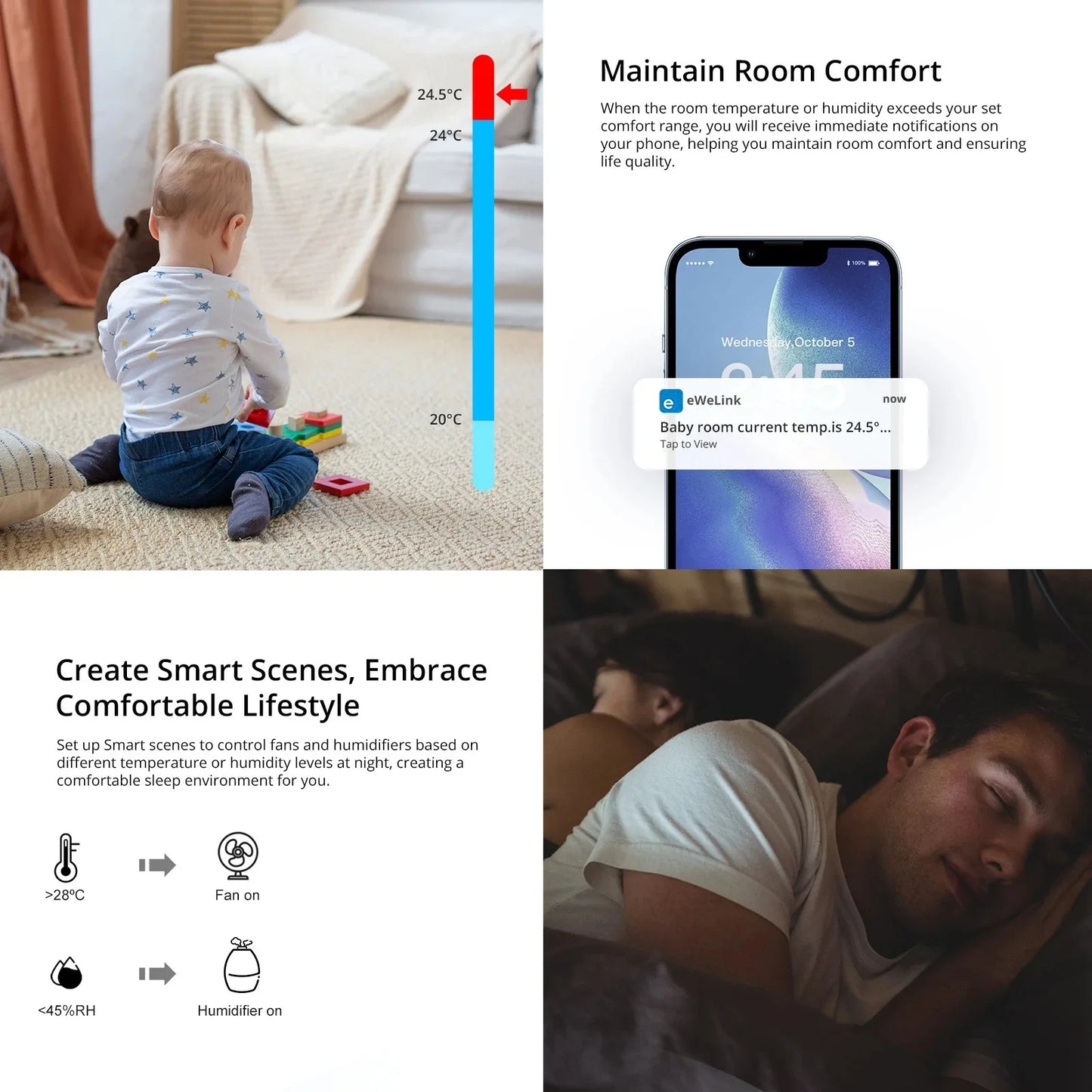 SONOFF SNZB-02P SNZB 02P Zigbee Temperature and Humidity Sensor Sonoff ZB Bridge-P Thermometer Detector Smart Home Via Ewelink.