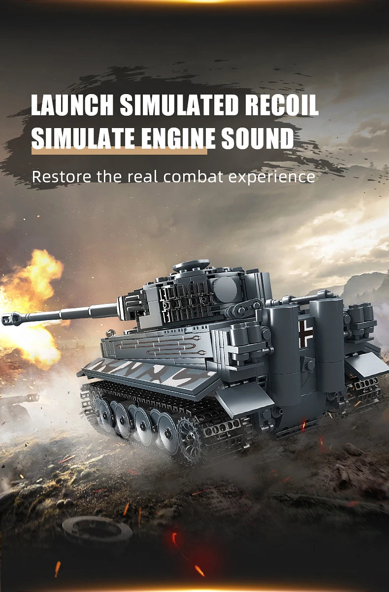 Mould King 20014 Military Toys The APP&RC Motorized Tiger Tank Model Assembly Technical Car Building Block Kids Christmas Gifts.