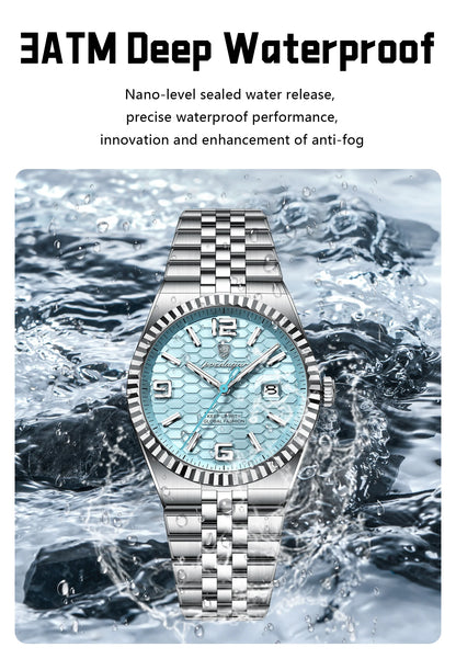 POEDAGAR High Quality Original Men Clock Waterproof Luminous Date Luxury Man Watch Stainless Steel Quartz Men's Watches Male+Box.