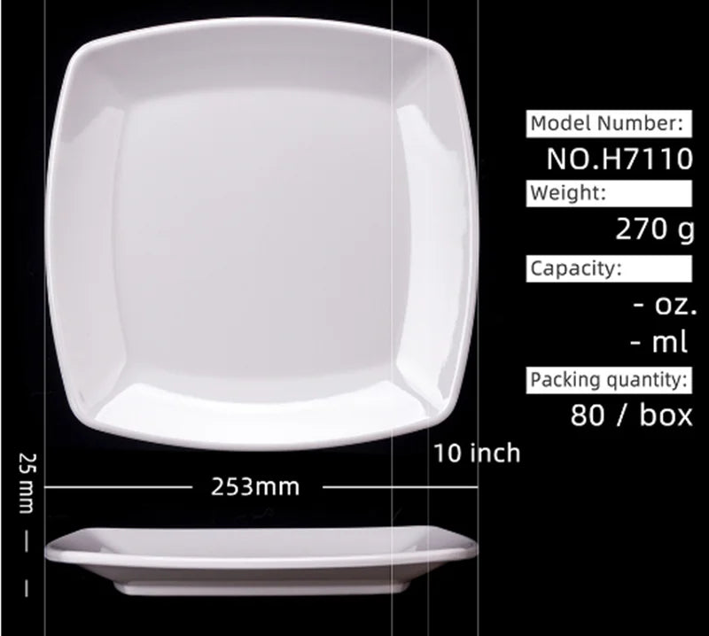 Square Melamine Dinner Plate Buffet Fast Food Trays Dishes Table Tableware Services Menu Plate Hotel Deep Side Dish Dinnerware.