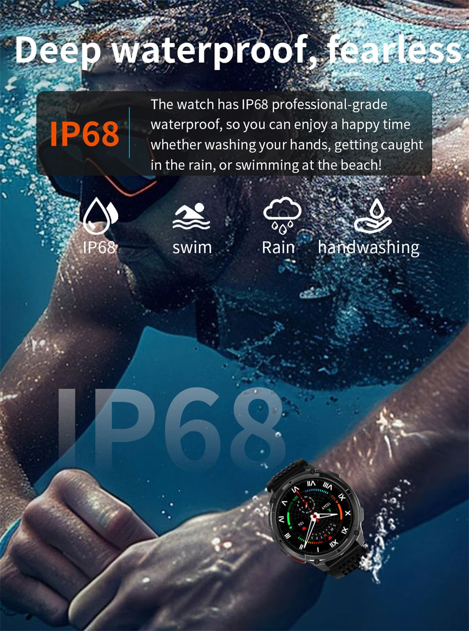 2025 New Military T-Rex 3 Smart Watch Men 1100mAh Battery AMOLED  IP68 Waterproof Outdoor Compass Bluetooth CallSport Smartwatch.