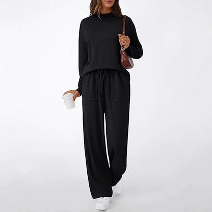 Autumn Winter Sweatshirt 2 Piece Set Women 2025 Casual Sport Long Sleeve Loose Tops And Wide Leg Pants Sets Suits Outfit.