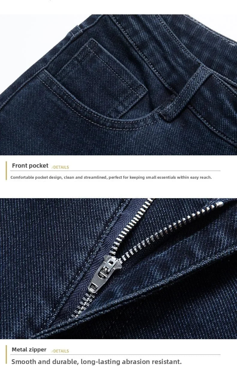 Autumn Winter New High Elasticity Men's Business Jeans Haze Blue Black Gray Denim Trousers Men's Pants Work Clothes Brand.