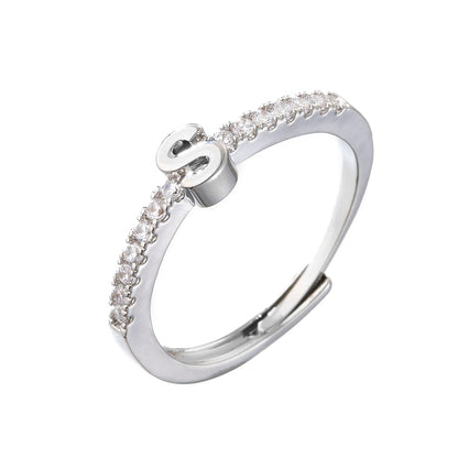HECHENG,Fashion Initials Letter Ring Women Classic Simple Opening Finger Ring For Women Party Jewelry Gift Wholesale.