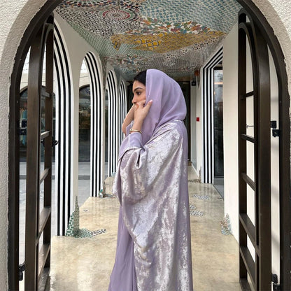 Ramadan Shiny Satin Open Kimono Abaya Dubai Luxury 2025 Muslim Kaftan Dress Abayas For Women Islam Clothing Robe Femme Musulmane