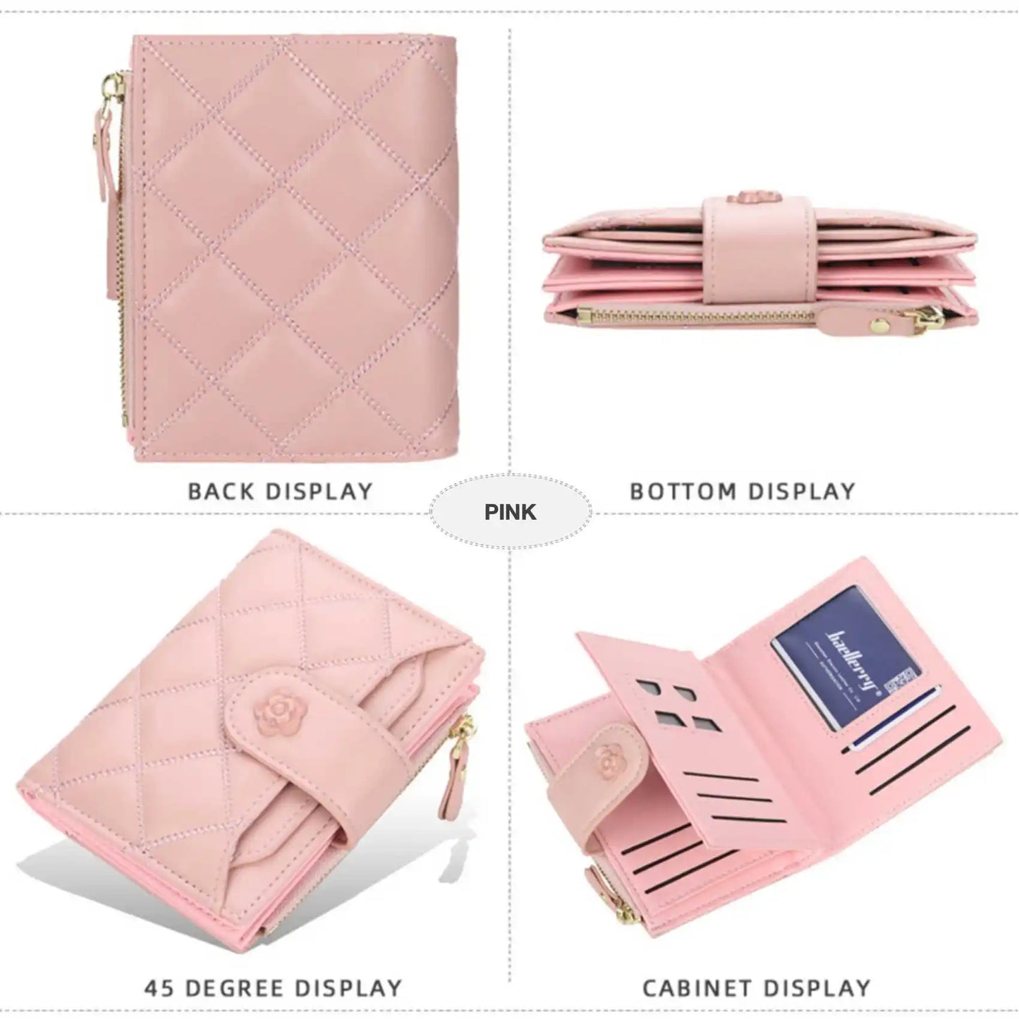 Argyle Multi-Card Trifold Zipper Coin Purse New Fashion Casual Women's Short Wallet Vertical Driver's License Buckle Card Holder.