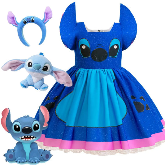 Kinder Lilo und Stitch Rollenspiel Prinzessin Kleid Kinder Bühnenkostüm Mädchen Karneval Halloween Party Cartoon Bekleidung