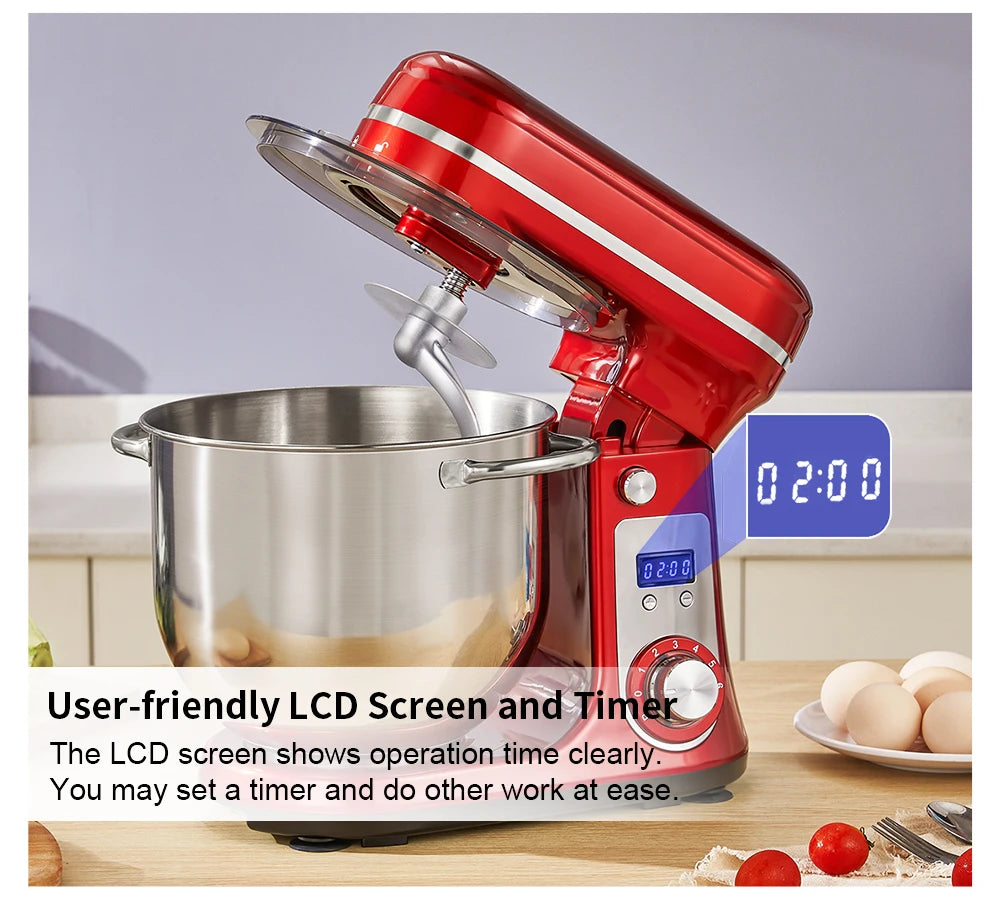 BioloMix Kitchen Food Stand Mixer, Blender, Quiet Motor, Cream Egg Whisk, Whip Dough Kneader, 6-Speed, 1200 W, 6 L, DC.