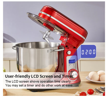 BioloMix Kitchen Food Stand Mixer, Blender, Quiet Motor, Cream Egg Whisk, Whip Dough Kneader, 6-Speed, 1200 W, 6 L, DC.