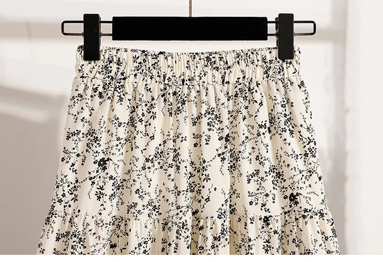 Zjaiss Autumn 2025 Floral Pleated A- Line Skirt Vintage Draped Elegant Chinese Style Women's Half-length Skirts With Lining.