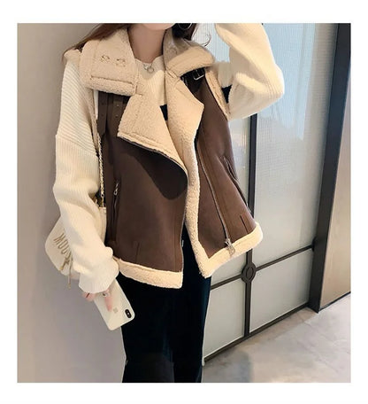 Ärmellose Jacke weibliche Pu Leder Weste Mantel Frauen 2024 Herbst Winter neue Motorrad Weste lose Oberbekleidung Roman beliebte Top.