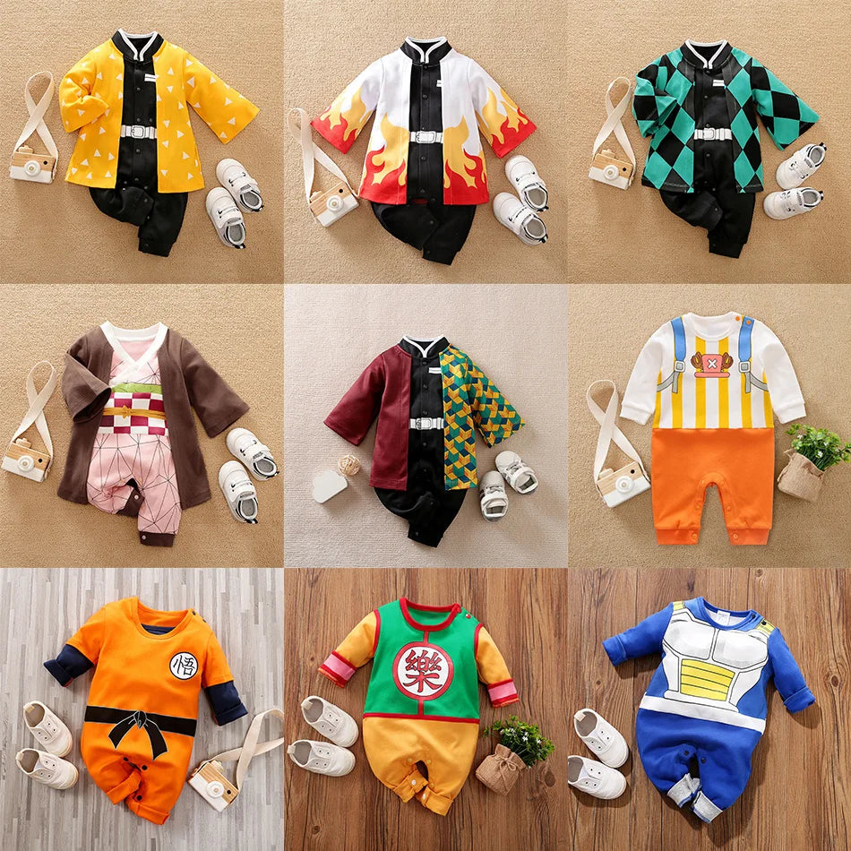 Baby Sommer kurz ärmel ige Baumwolle Anime Overall Jungen Mädchen Rollenspiel Kostüme Baby Kurzarm Body suits Kinder Stram pler.