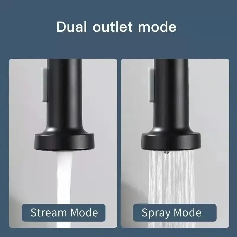 Matte Black Pull Down Kitchen Faucet Chrome Dual Modes Nozzle Hot Cold Water Mixer Crane Tap Brass Spring Kitchen Sink Faucets