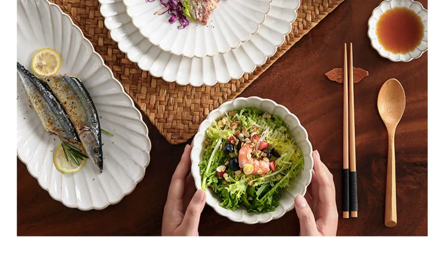 Nordic Household White Bowls Dinner Plates Ceramic White Glaze Tableware Set Western Steak Dish Salad Bowl Vegetable Fish Plate.