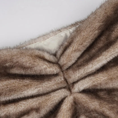 Faux Fur Bodycon Mini Skirts 2025 Fall Winter Women Fashion Sexy Low Waist Hipster Furry Night Clubwear Bottoms Streetwear Skirt.