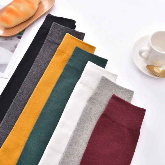 Cotton Spring Autumn Women Knee High Soild Color Socks Ladies Girl School Party Street Dancing Winter Knee Warm Sock For Women.
