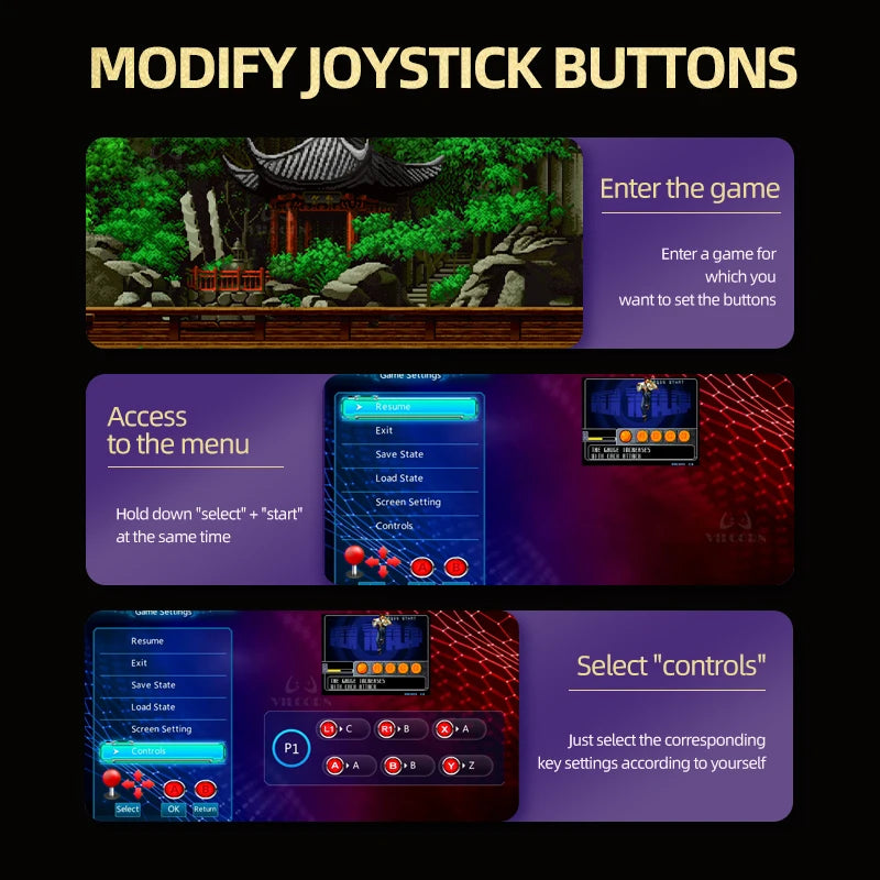 VILCORN M8 Game Stick 4K Arcade Video Game Console for MAME PS1 9 Emulator with Double Arcade Joysitck 41000 Games Retro Machine.