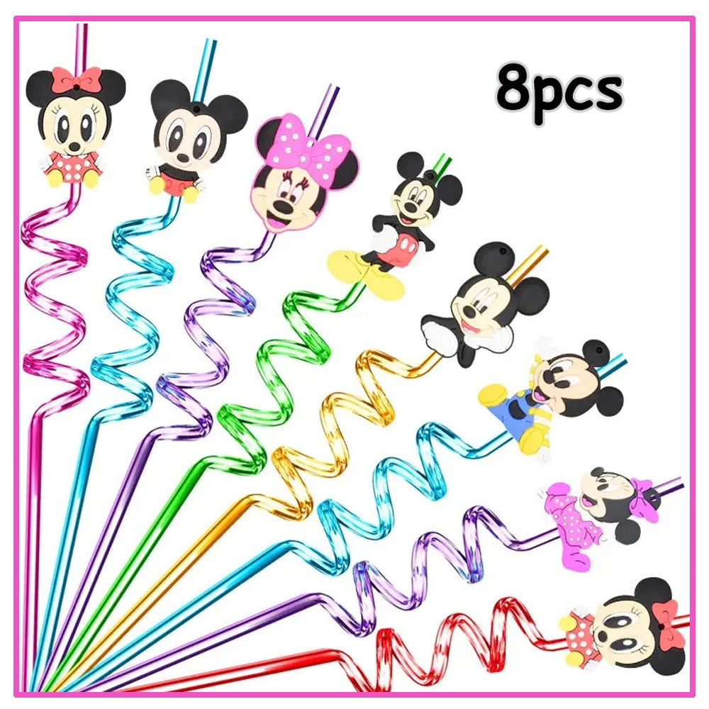 Disney Minnie Mouse Birthday Party Decoration Pink Minnie Paper Cups Plates Napkin Tablecloth Tableware Balloosn Baby Shower Kid