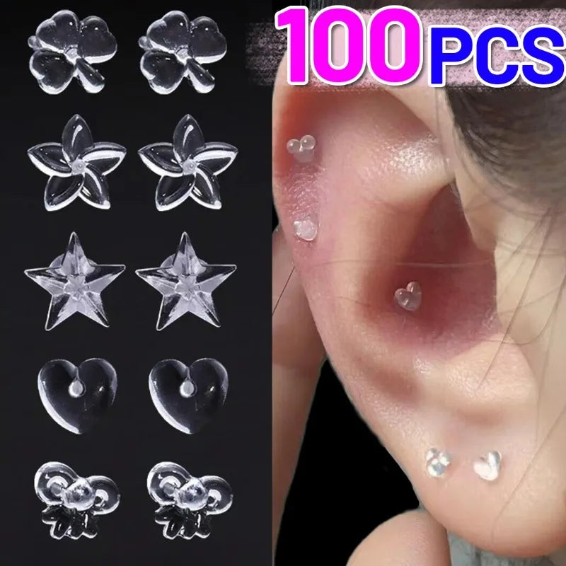 2/100Pcs Mini Resin Ear Studs for Women Anti-allergy Prevent Allergy Transparent Girls Invisible Cute Earring Piercing Jewelry.