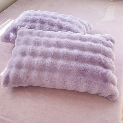 Luxury Faux Rabbit Fur Velvet Fleece Plush Soft Warm Bedding Set Super Comfortable Duvet Cover Set Blanket Bed Sheet Pillowcases