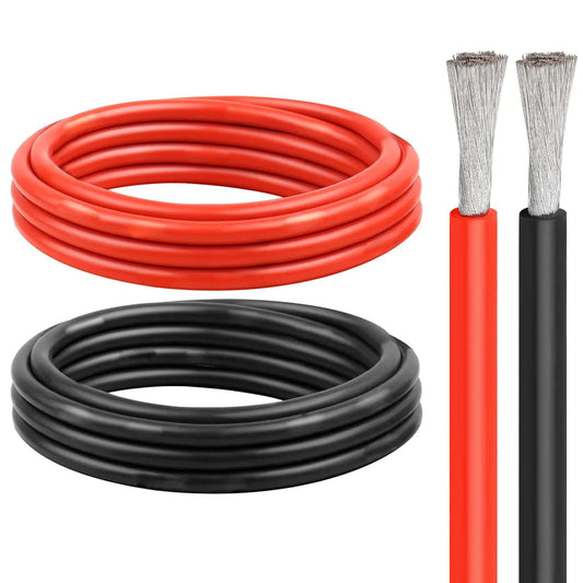 Heat Resistant Silicone Cable Solar Panel Electrical Wire Red Black 24 22 20 18 16 14 12 10 8 6 4 awg gauge for Car Auto Battery.