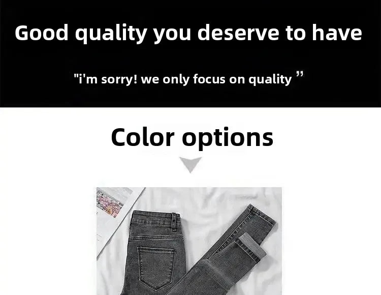 Women's High Waist Elastic Stretchy Jeans Hot Sale Of The Season Autumn New Style Versatile Slimming Pencil Thin Nine Point Pant.