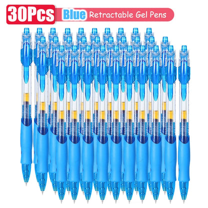 1–63 Stück einziehbares Gelschreiber-Set, Kugelschreiber mit schwarzer/roter/blauer Tinte zum Schreiben, 0,5 mm Nachfüllungen, Bürozubehör, Schulbedarf, Schreibwaren