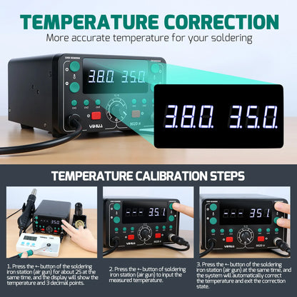 YIHUA 902D-IV Lötstation 775 W 2 in 1 Heißluft-Lötkolben-Rework-Station mit T12-Eisenspitze, Display, Schweißreparaturwerkzeuge
