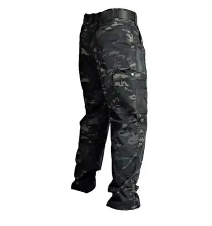 Black Camo Cargo Pants Outdoor Multi-pocket Ripstop Waterproof Trousers Male Autumn Wear-resistant Training Fishing Work Pant.