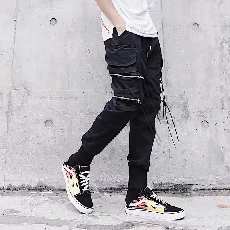 Men's Sets Black Hoodies+Pants Punk Graphic Zipper Hooded Sweatshirts Cargo Pant Men Oversized Loose Streetwear Suits.