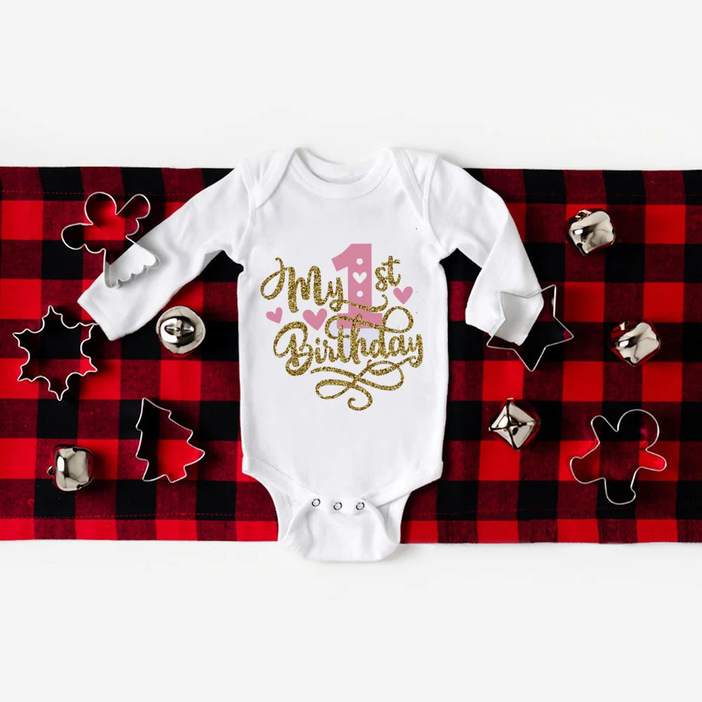 Mein erster Geburtstag Bodys Körper Baby Kleidung Kinder Overall Geburtstag Party Geschenk Jungen Mädchen Strampler Säugling Winter Mode Overall.