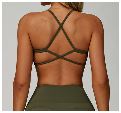 Cross Shoulder Straps Sports Bra Anti-Sweat Fitness Top Women Yoga Bra Shockproof Crop Top Push Up Sport Bra Gym Bra Workout Top.