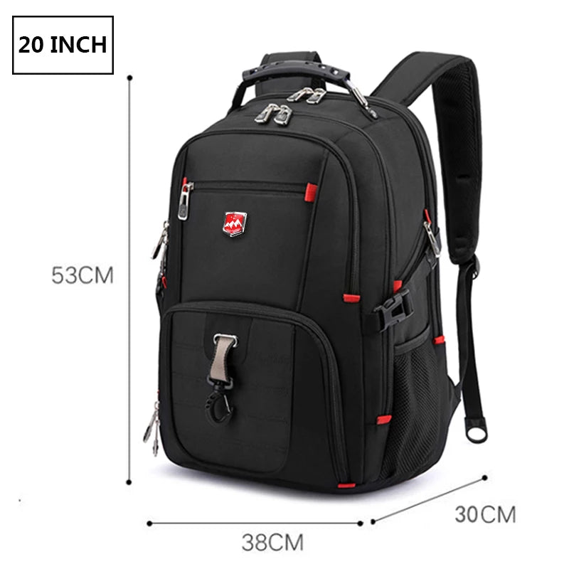 Wasserdichte 20-Zoll-Laptop-Rucksäcke USB-Lade Schultasche Diebstahlsicherer Herren-Rucksack Reiserucksack Männlicher Mochila Hohe Kapazität