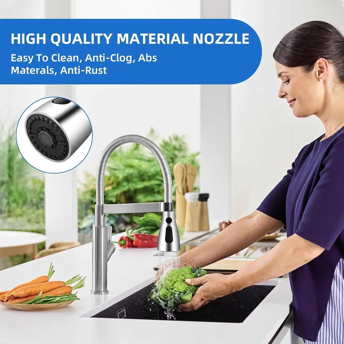 1PC Stainless steel Kitchen Pull Out Faucet Sprayer Nozzle 3 In 1 Universal Water Saving Bathroom Basin Sink Shower Spray Head