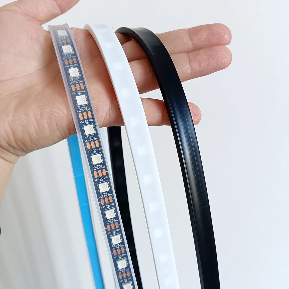 WS2812B LED Strip Individually Addressable IP67 Waterproof With Black White Transparent Cover Tube 10mm 5050 RGB 3Pin 60LEDs/m.